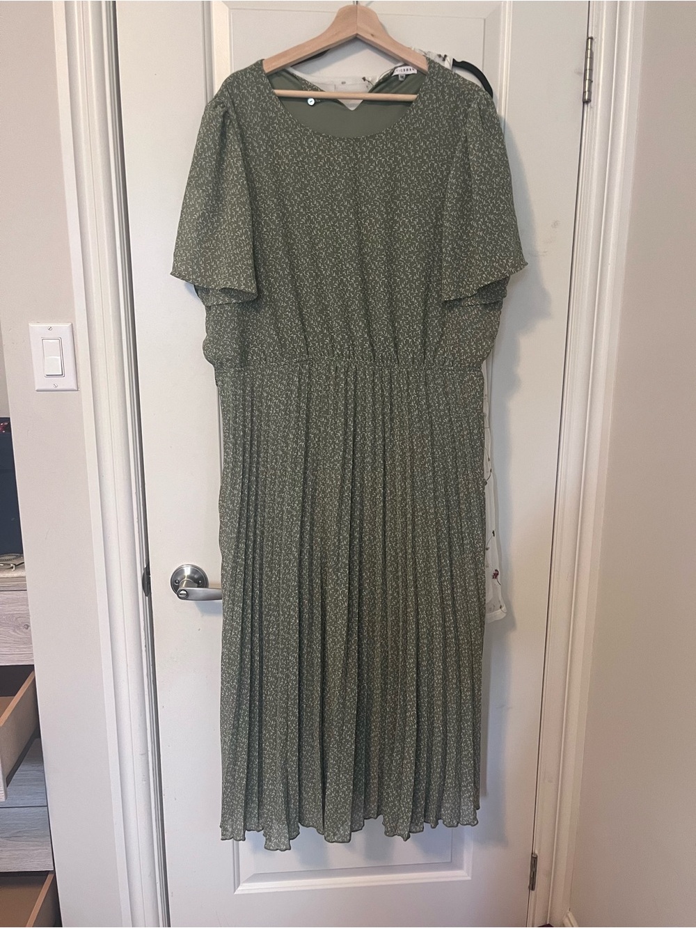 Baltic Born Olive Green Floral Pleated Maxi Formal Dress - Women